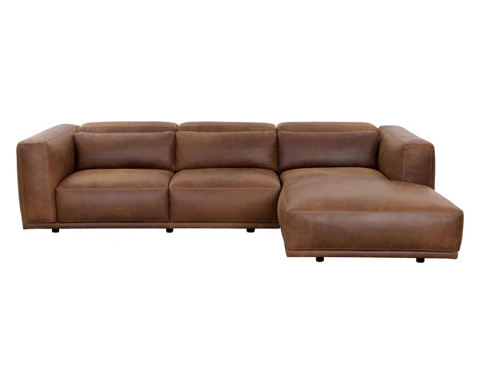 Sunpan Beau Sofa Chaise - Raf - Lucia Tobacco Leather