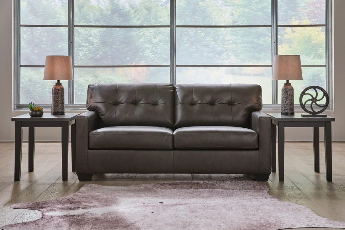 Baldwin Storm Gray-Brown Modern Leather Living Room Set Includes Sofa and Loveseat