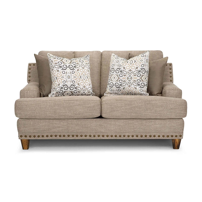 Hobbs Sandstone Rustic Farmhouse Living Room Set Includes Sofa and Loveseat with Accent Pillows